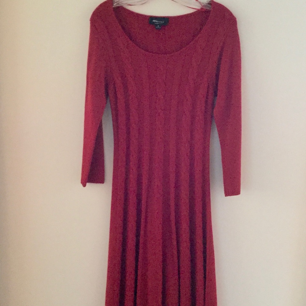 Red knit sweater dress